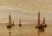 Willem Bastiaan Tholen Fishing boats in a calm Spain oil painting artist